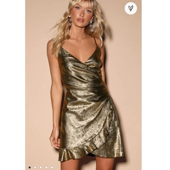 J.O.A. | Dresses | Nwt Joa Gold Metallic Wrap Dress | Poshmark